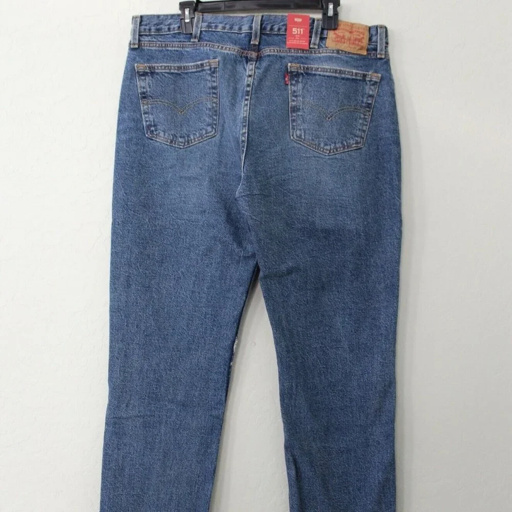 Levi's Mens' 511 Slim Fit Distressed Jeans Size 38 x 30 Medium Wash Blue